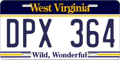 WV license plate DPX364