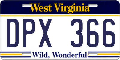 WV license plate DPX366