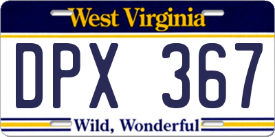 WV license plate DPX367