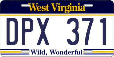 WV license plate DPX371