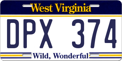 WV license plate DPX374