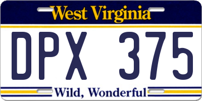 WV license plate DPX375