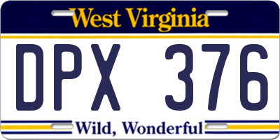 WV license plate DPX376