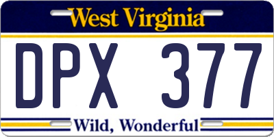 WV license plate DPX377