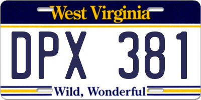 WV license plate DPX381