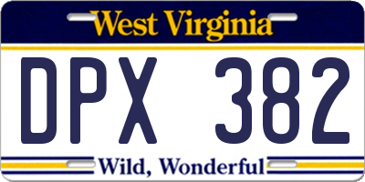 WV license plate DPX382