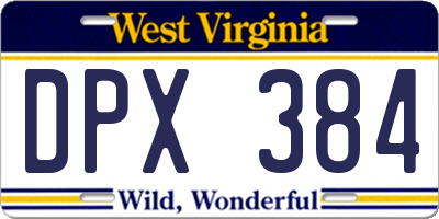 WV license plate DPX384