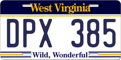 WV license plate DPX385