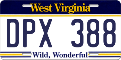 WV license plate DPX388