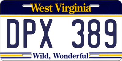 WV license plate DPX389