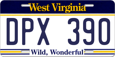 WV license plate DPX390
