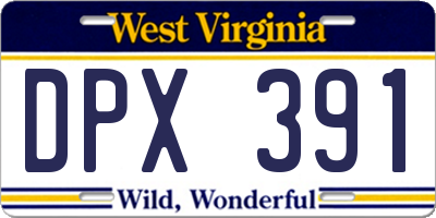 WV license plate DPX391