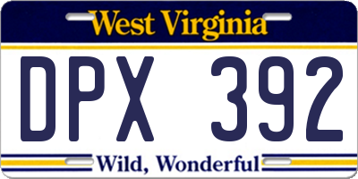 WV license plate DPX392
