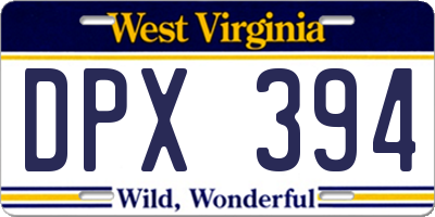 WV license plate DPX394