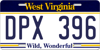 WV license plate DPX396