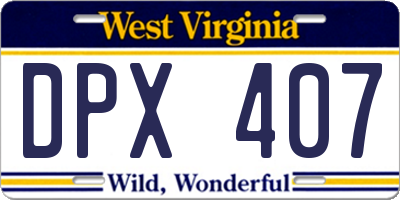 WV license plate DPX407