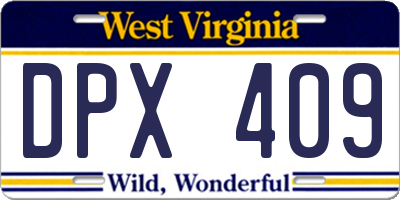 WV license plate DPX409