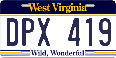 WV license plate DPX419