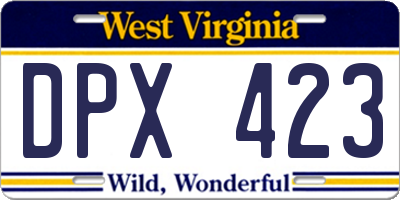 WV license plate DPX423