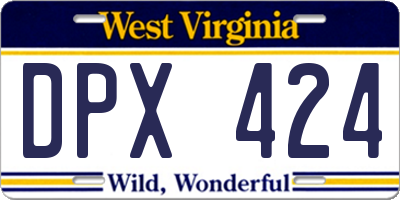 WV license plate DPX424