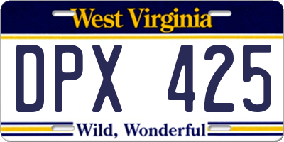 WV license plate DPX425