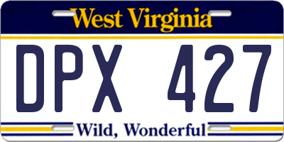WV license plate DPX427