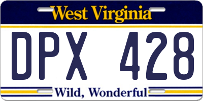 WV license plate DPX428