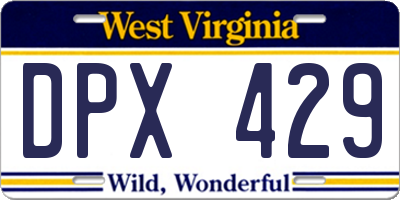 WV license plate DPX429