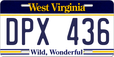 WV license plate DPX436