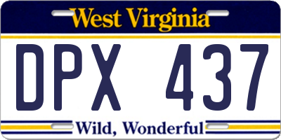 WV license plate DPX437
