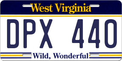 WV license plate DPX440