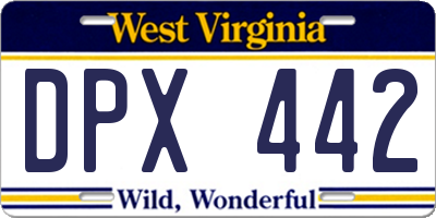 WV license plate DPX442