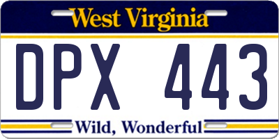 WV license plate DPX443