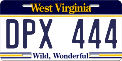 WV license plate DPX444