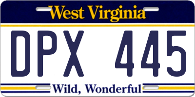WV license plate DPX445