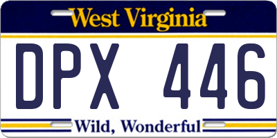 WV license plate DPX446