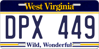 WV license plate DPX449