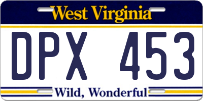 WV license plate DPX453