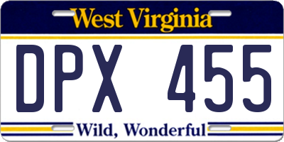 WV license plate DPX455