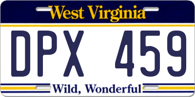 WV license plate DPX459