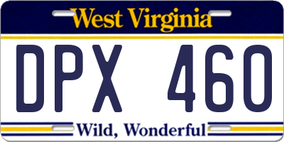 WV license plate DPX460