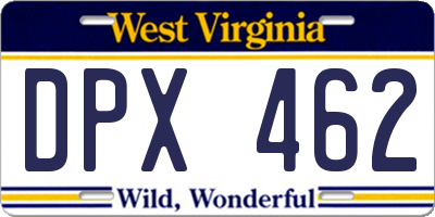 WV license plate DPX462