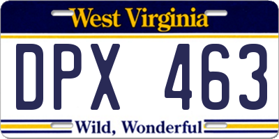 WV license plate DPX463