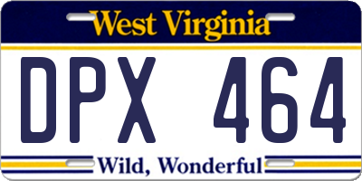 WV license plate DPX464