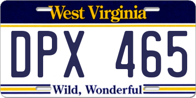 WV license plate DPX465