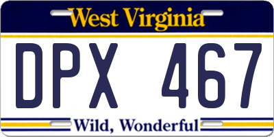 WV license plate DPX467