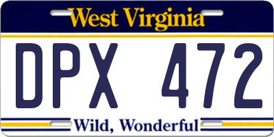 WV license plate DPX472