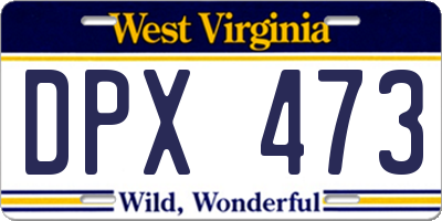 WV license plate DPX473