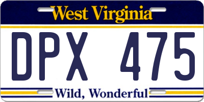 WV license plate DPX475