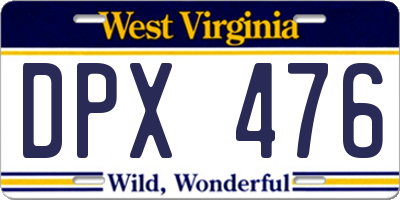 WV license plate DPX476